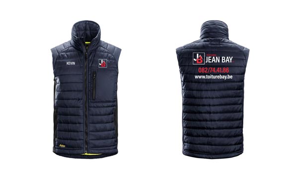 Réalisation de bodywarmers SNICKERS personnalisés